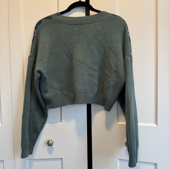 Hollister Cropped Argyle Pattern Cardigan Size Large - Picture 7 of 7